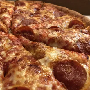 Pepperoni pizza. Frozen pizza quality.