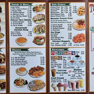 Menu - Mexican specialties