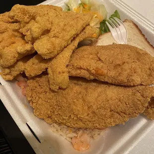 #12 - 9 shrimp, 2 catfish with shrimp fried rice