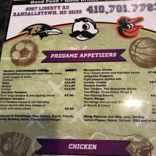 menu