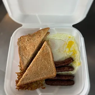 Sausage and Egg Breakfast With Wheat Toast