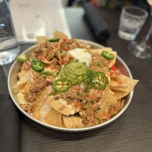 Deep Dish nachos w/ adobo chicken