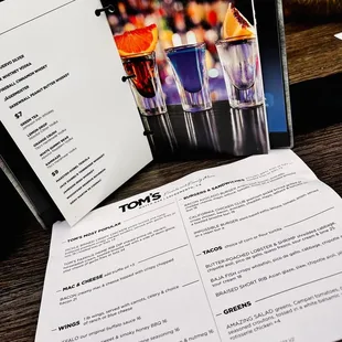 Drink Menu in a sleek looking book.