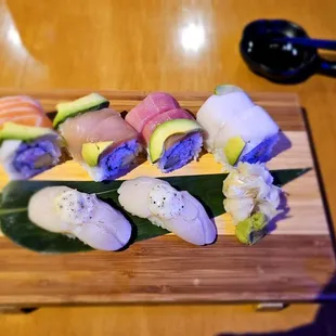 Rainbow Roll  Hotategai Nigiri