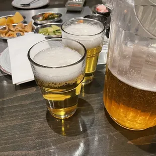two glasses of beer