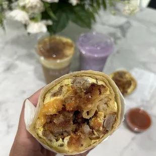 Sausage breakfast burrito