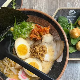 R5. Spicy Tonkotsu Ramen () A8. Shrimp Shumai