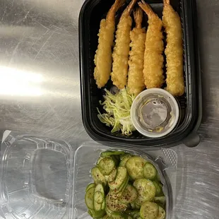 Shrimp Tempura and Chilled Crunchy Cucumber