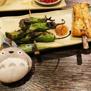 Grilled shito pepper skewer