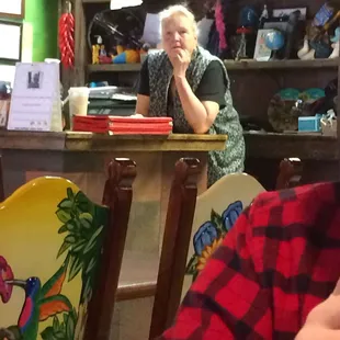 Your creeping your customers out, don't stare at them the entire time they eat! It's rude!