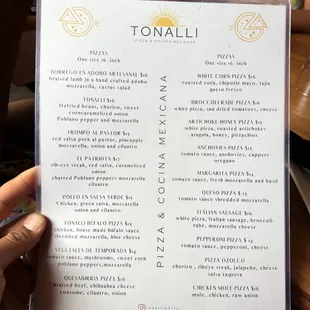 menu