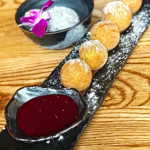 Mochi Green Tea Doughnuts &amp; Black Sesame Ice Cream