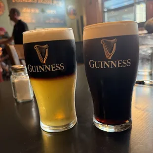 Well poured Half and Half--Guinness and Harp