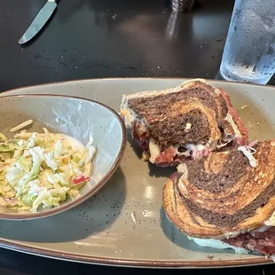 Rueben and coleslaw
