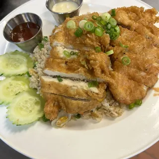 Crispy Chicken Bom over Fried Rice