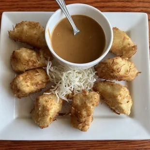 Coconut tofu with peanut sauce