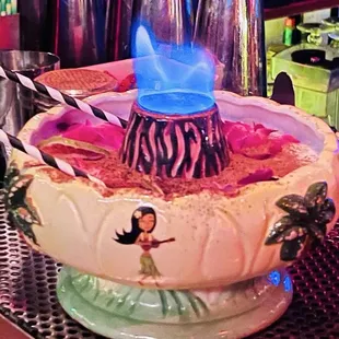 Crazy drink a concoction for two, not the volcano is actually on fire!