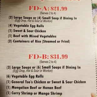 Family menu