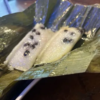 Sticky rice with taro,banana, Wrapped on Banana leaf
