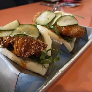 Fried Chicken Buns. Great shareable with perfect portion and combo of flavors.