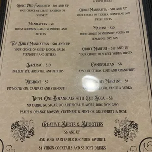 the menu