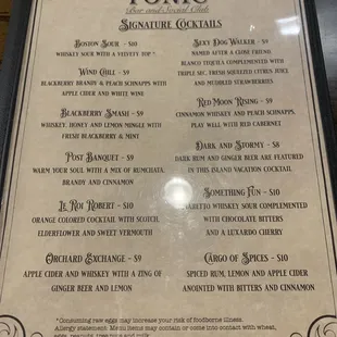 menu