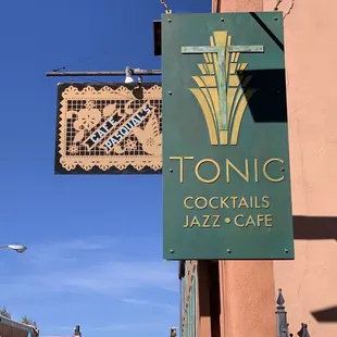 Outside sign indicating the alley Tonic is located.