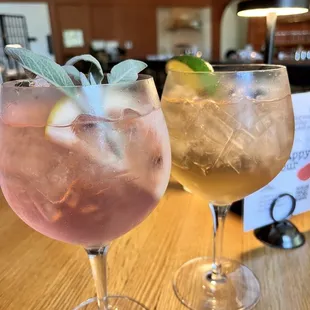 Giant Bombay gin and tonic with grapefruit soda and sage and a Gin Raw gin and tonic