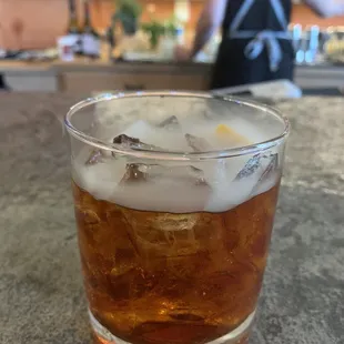 a close up of a drink in a glass