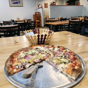 a pizza on a pan