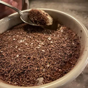 Amazing Tiramisu with fresh sea salt and dry chocolate powder