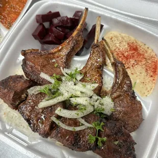 # 32 Lamb chop &amp; beef shish kabob combo