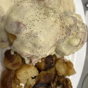 Cream Chipped Beef over 2 biscuits