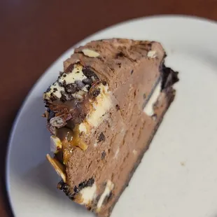 a slice of chocolate cake