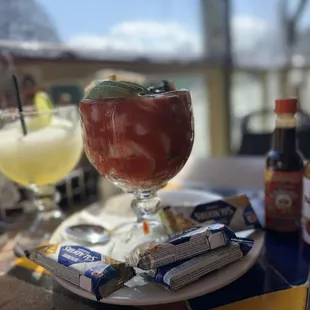 My favorite blended margarita and amazingly delicious shrimp cocktail!!