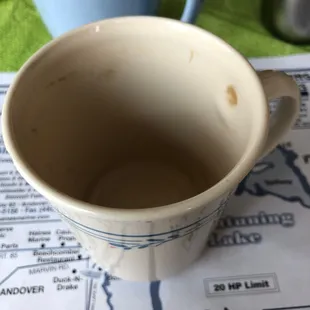 When we finally got our coffee cups, 20 minutes after sitting down.