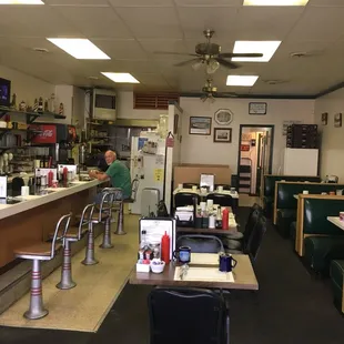 a man sitting at the counter
