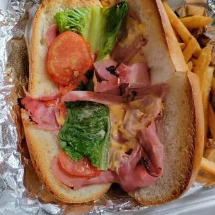 a sandwich and french fries