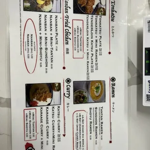 menu, sushi and sashimi