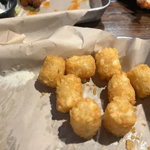 Leftover tots, we ate the burger too quickly