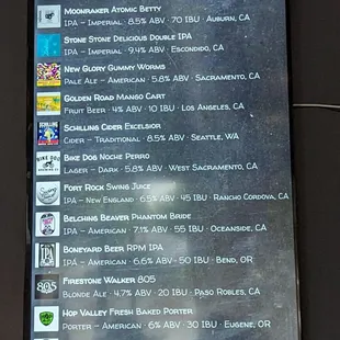 Beer selection