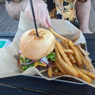 Burger and fries