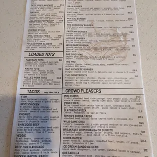 Other side of the menu.