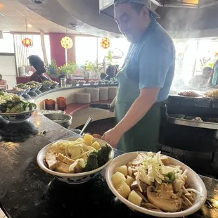 a woman preparing food