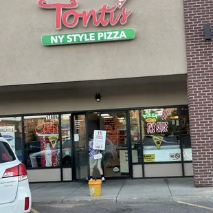 In the grocery store parking lot on the west side.