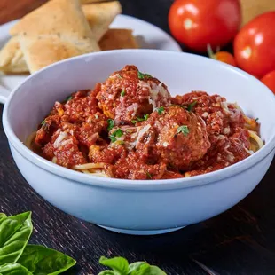 Meat sauce and meatballs