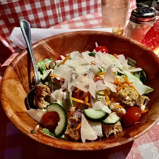 House salad. The cheese was good. Salad dressing: Italian