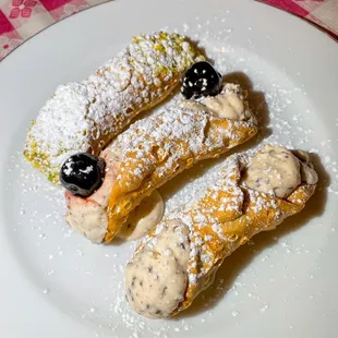 Trio of Cannoli: pistachio, maraschino, and original