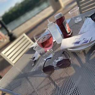 two glasses of wine on a table