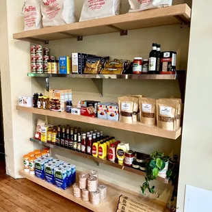 shelves of food